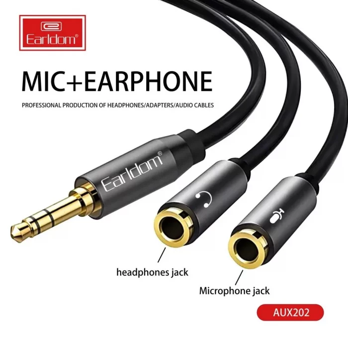 Earldom 3.5 mm Mic+Earphone splitter Cable ET-AUX202