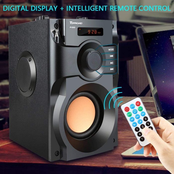 TOPROAD A100 Portable Bluetooth Speaker Wireless Stereo Bass Subwoofer with FM Radio Remote Control 4