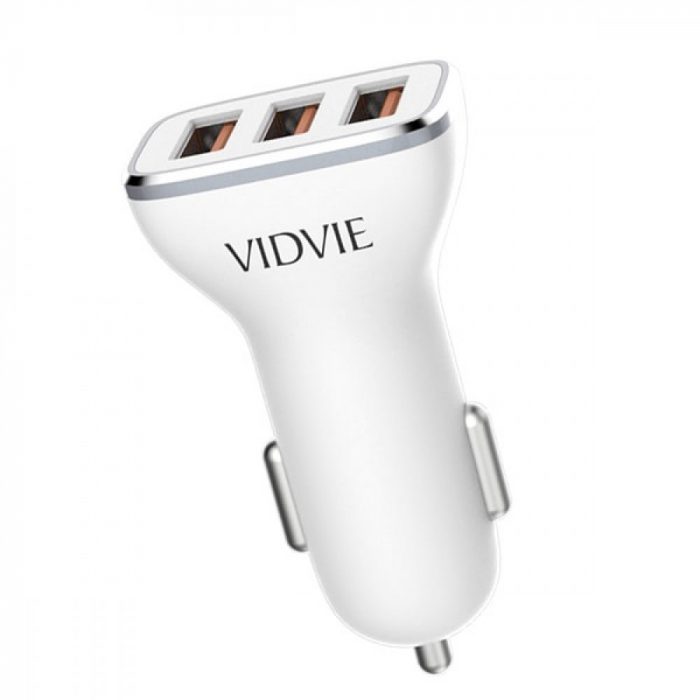 VIDVIE Triple USB Port 3.4A Car Charger with Iphone Micro USB Type C Cable CC511 3