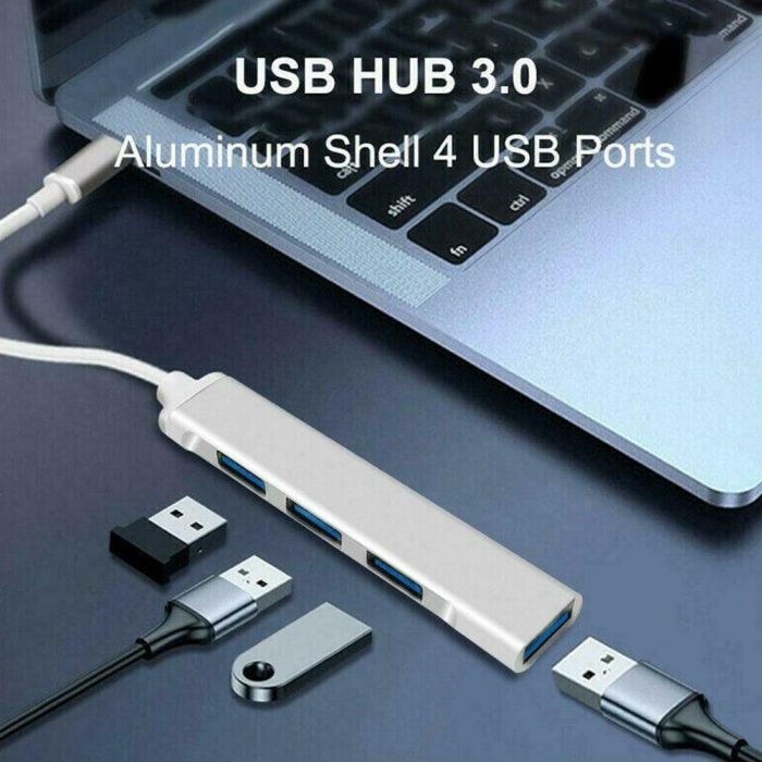 USB C HUB 3.0 Type C 4-Port Multi-Splitter OTG Adapter for PC Android Laptop UK